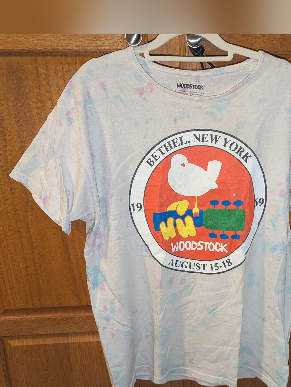 2019 50th anniversary Woodstock Bethel T shirt Tie Dye Men size L tour lineup